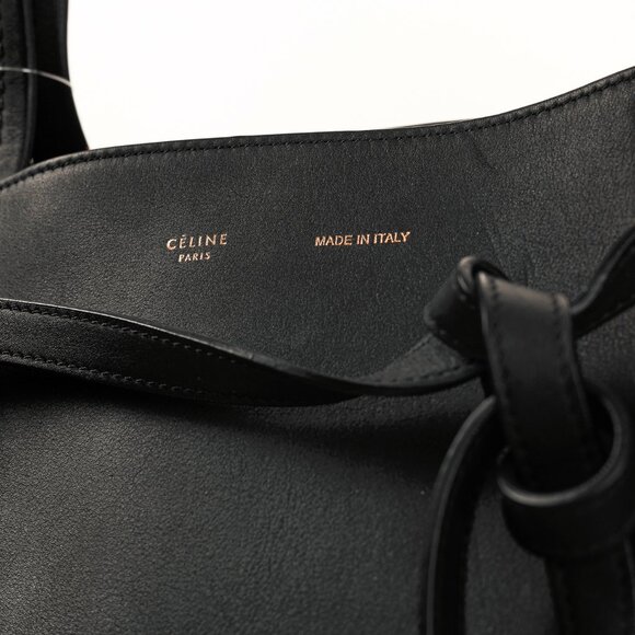 Celine Large Cabas Phantom Black Tassel Leather Tote Bag - Picture 10 of 12